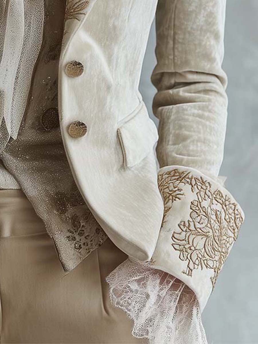 Women’s Ivory Embroidered Tailored Blazer