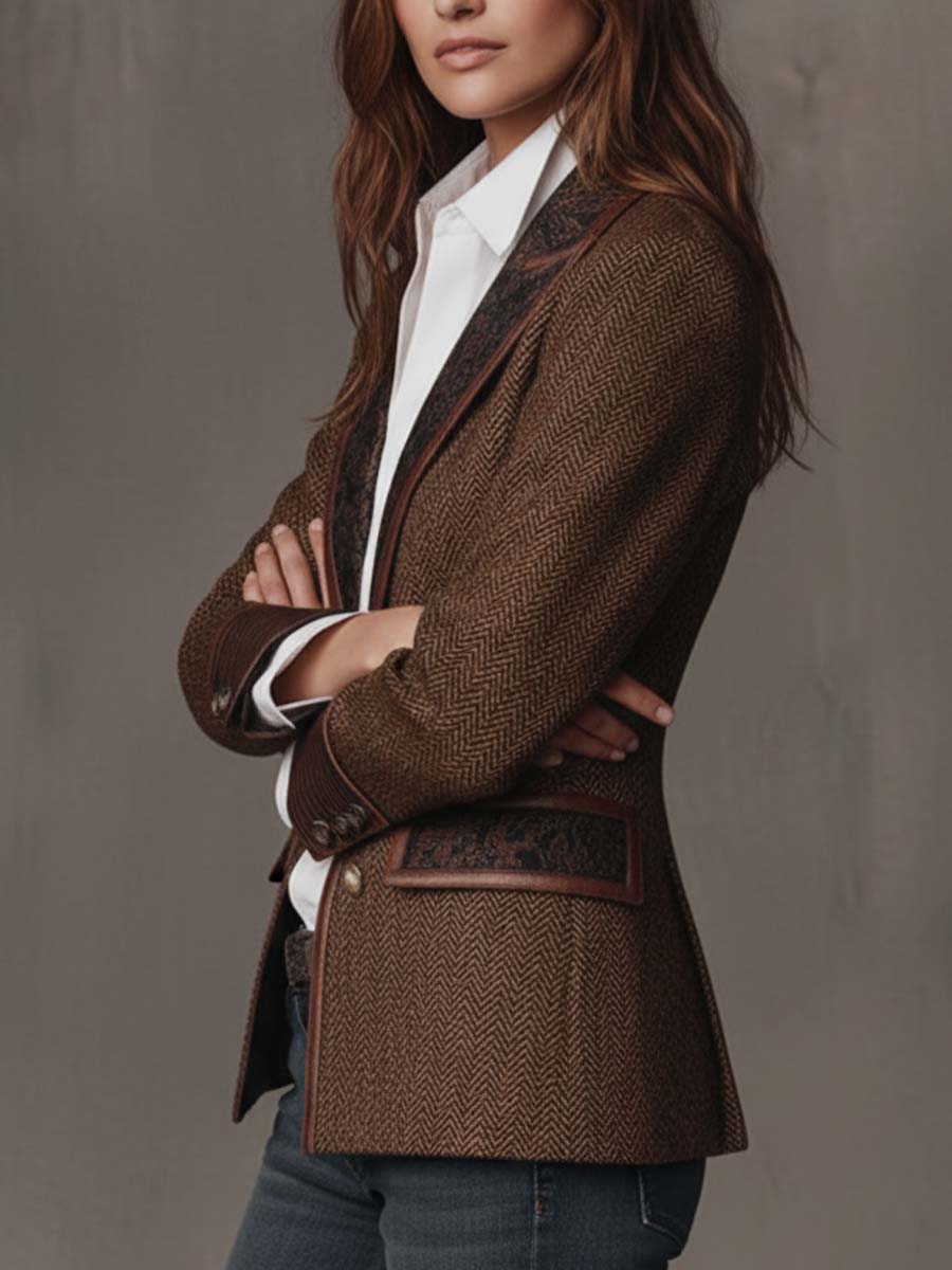Women’s Tailored Herringbone Panel Blazer