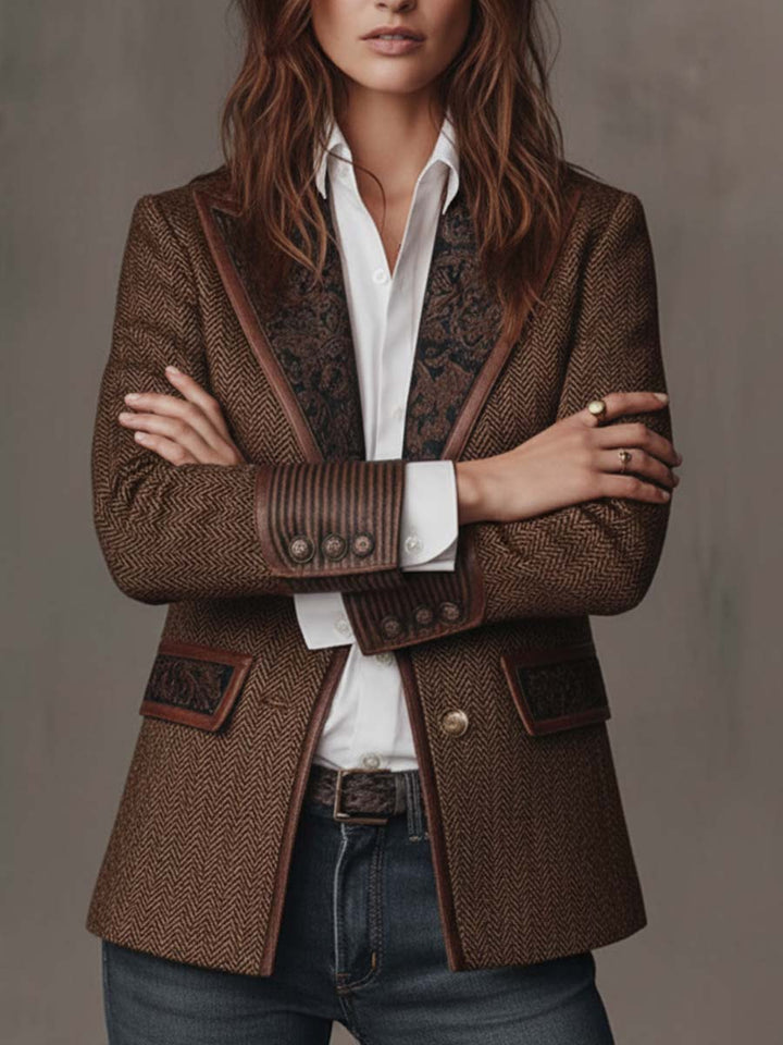 Women’s Tailored Herringbone Panel Blazer