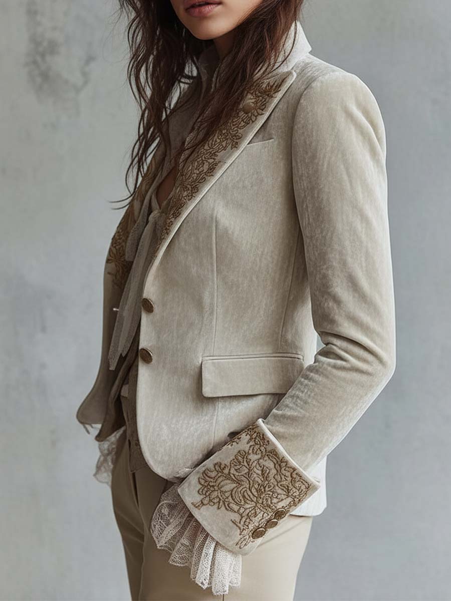 Women’s Ivory Embroidered Tailored Blazer
