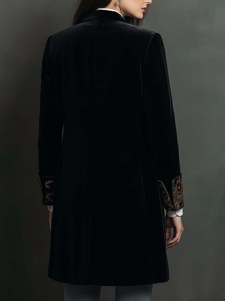 Women’s Black Baroque Print Slim Fit Blazer
