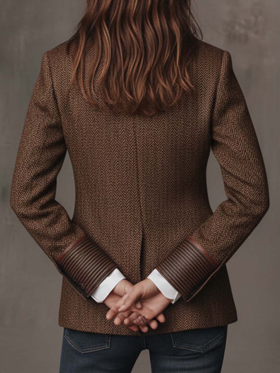 Women’s Tailored Herringbone Panel Blazer