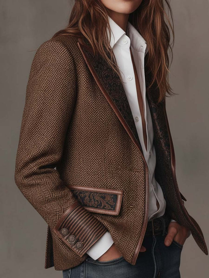 Women’s Tailored Herringbone Panel Blazer