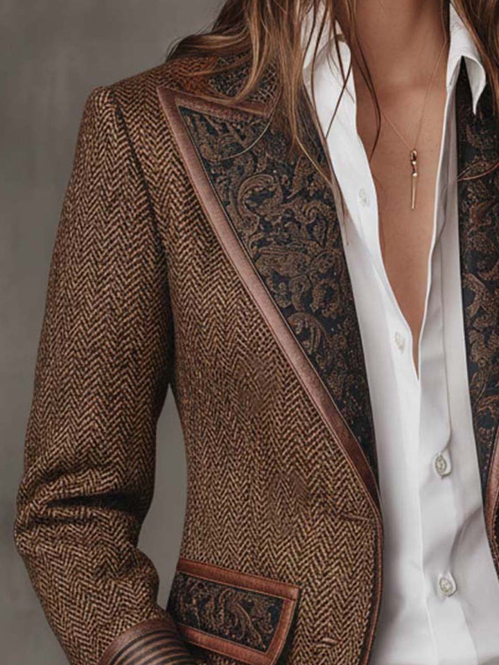 Women’s Tailored Herringbone Panel Blazer