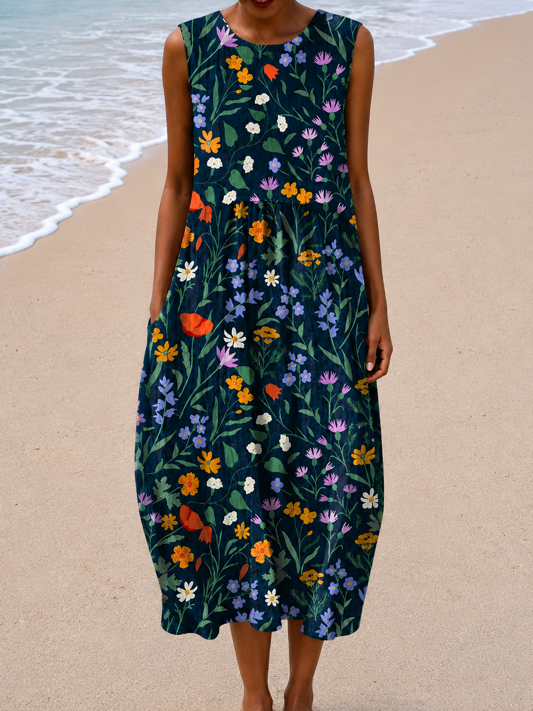 Zoe Sleeveless Midi Dress with Relaxed Fit — Effortless Everyday Style for Women