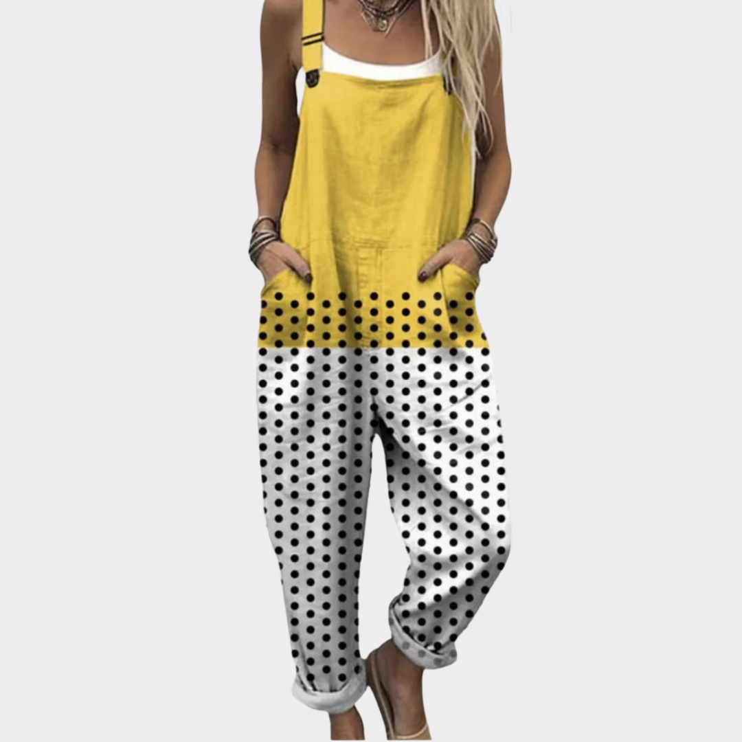 Women’s Loose Fit Printed Dungarees