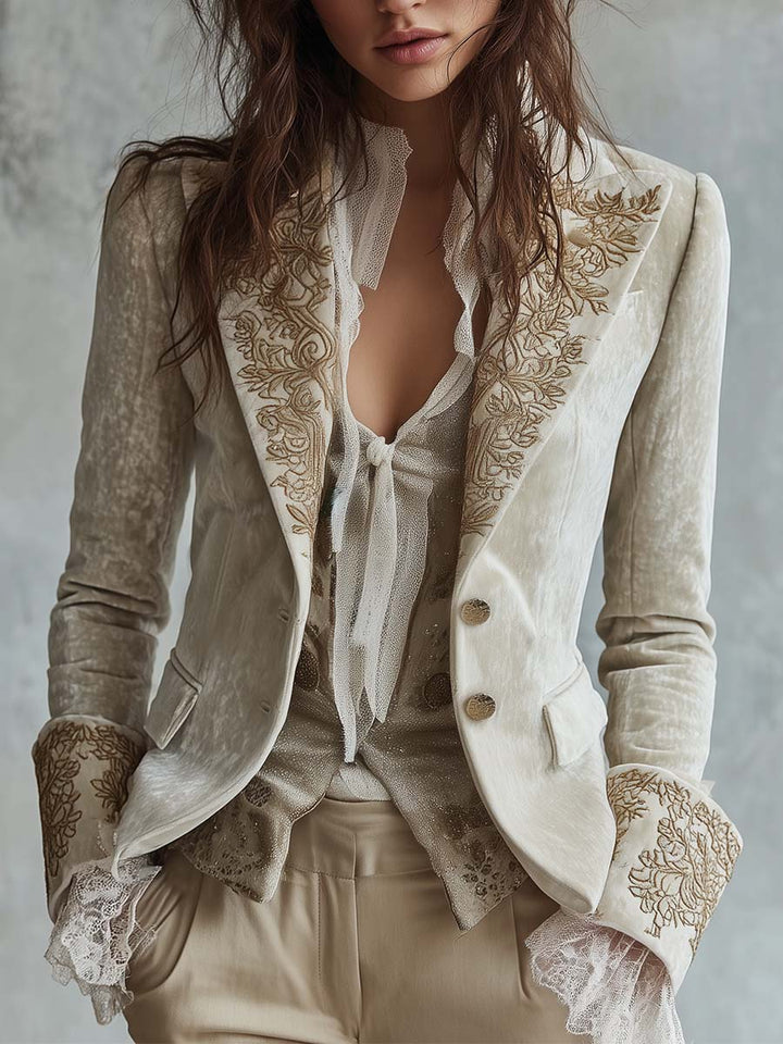Women’s Ivory Embroidered Tailored Blazer