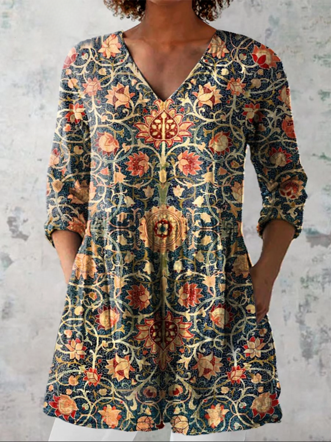Celine Long V-Neck Blouse – Effortless Elegance