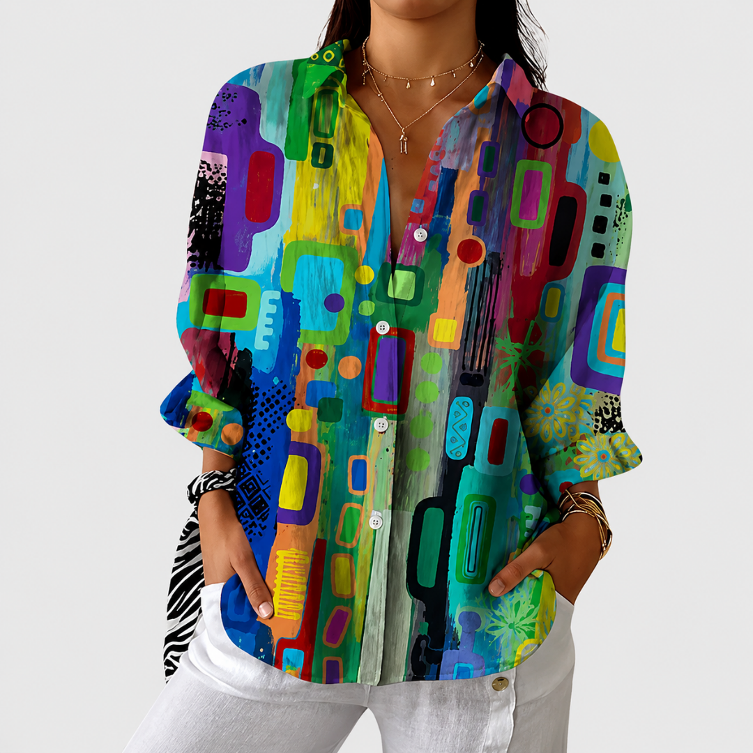 Women’s Lightweight Colorful Print Blouse