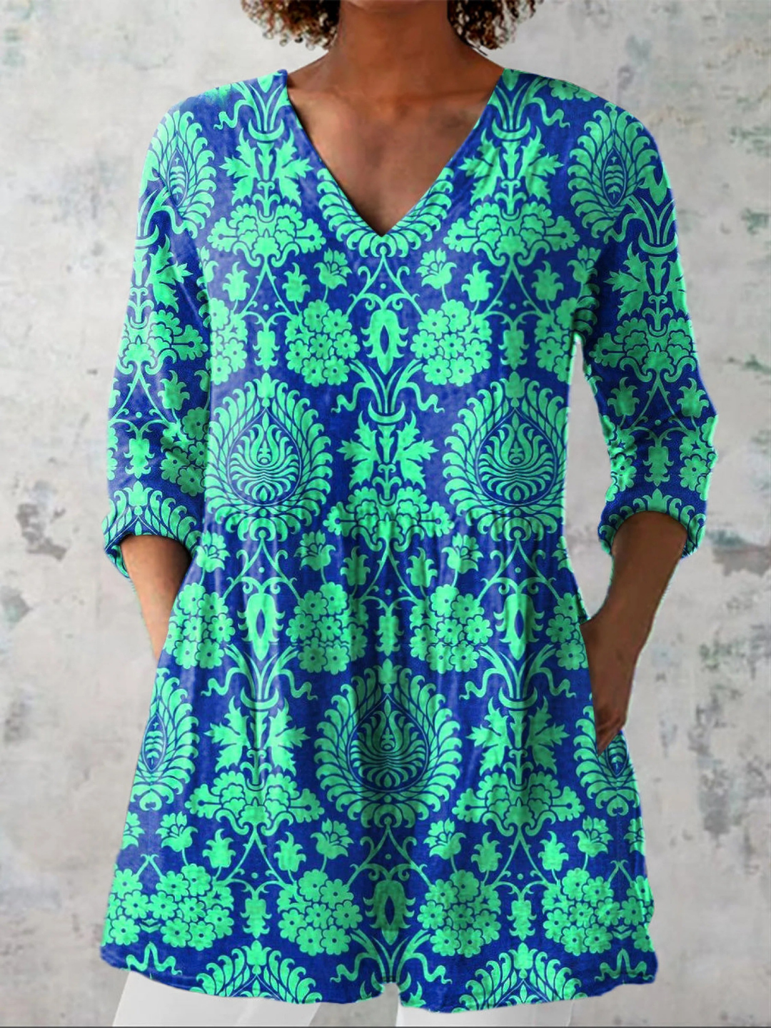 Ines | Elegant Long V-Neck Blouse