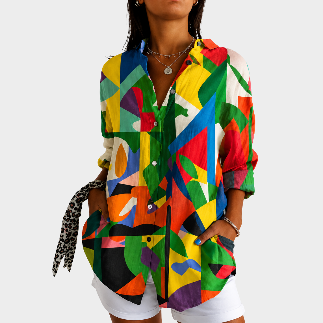 Women’s Abstract Paint Splatter Print Blouse