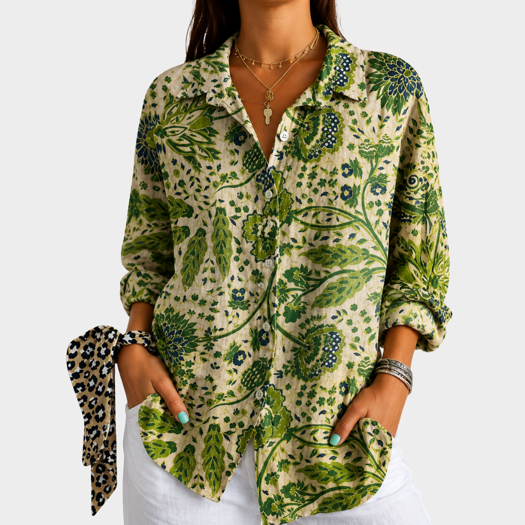 Women’s Floral Print V-Neck Blouse