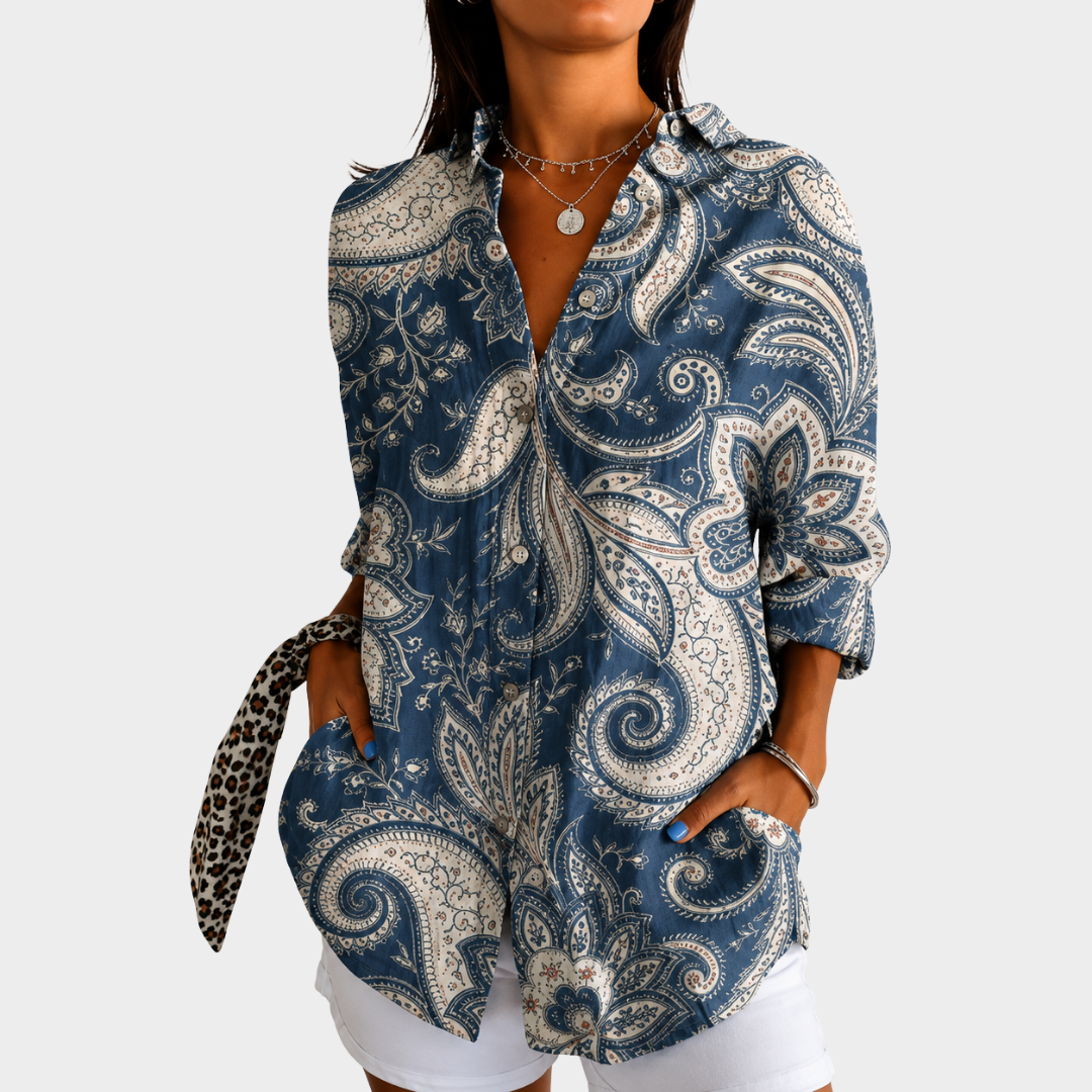 Women’s Boho Paisley Print Flowy Blouse