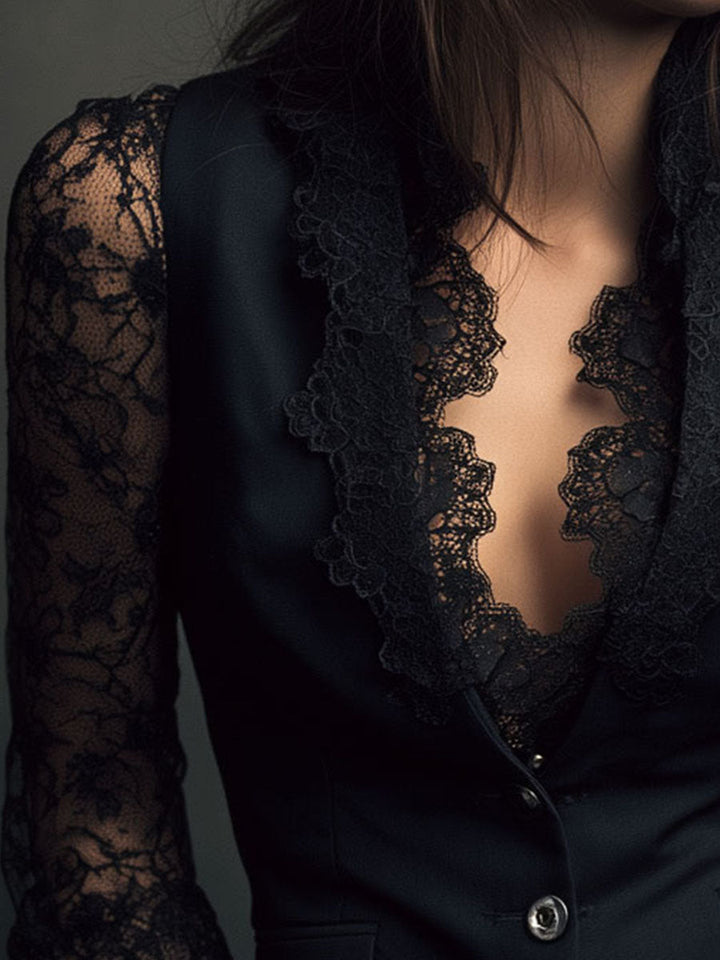 Women’s Black Sheer Sleeve Blazer