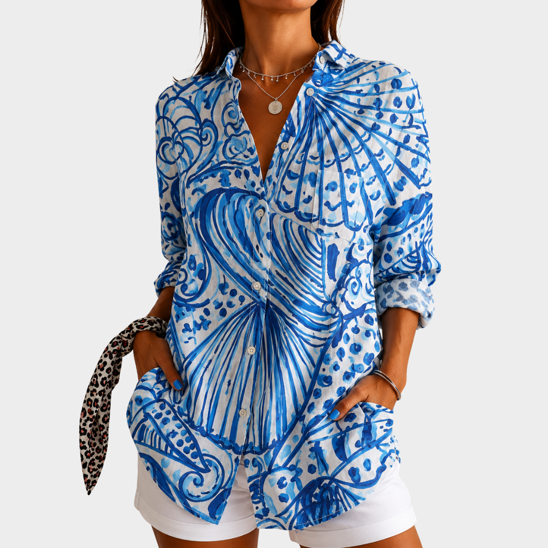 Women’s Shell Print Beach Shirt