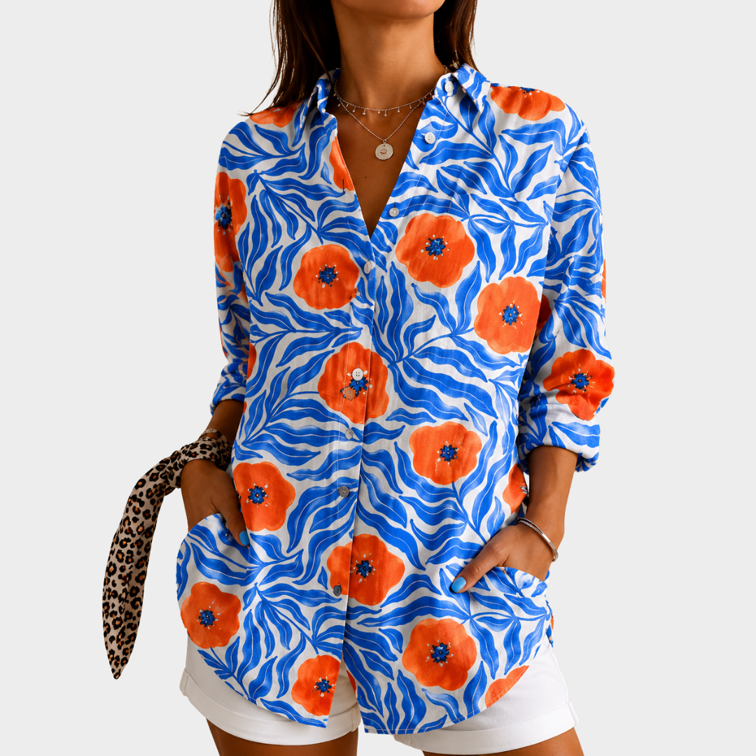 Women’s Floral Print Button Down Shirt