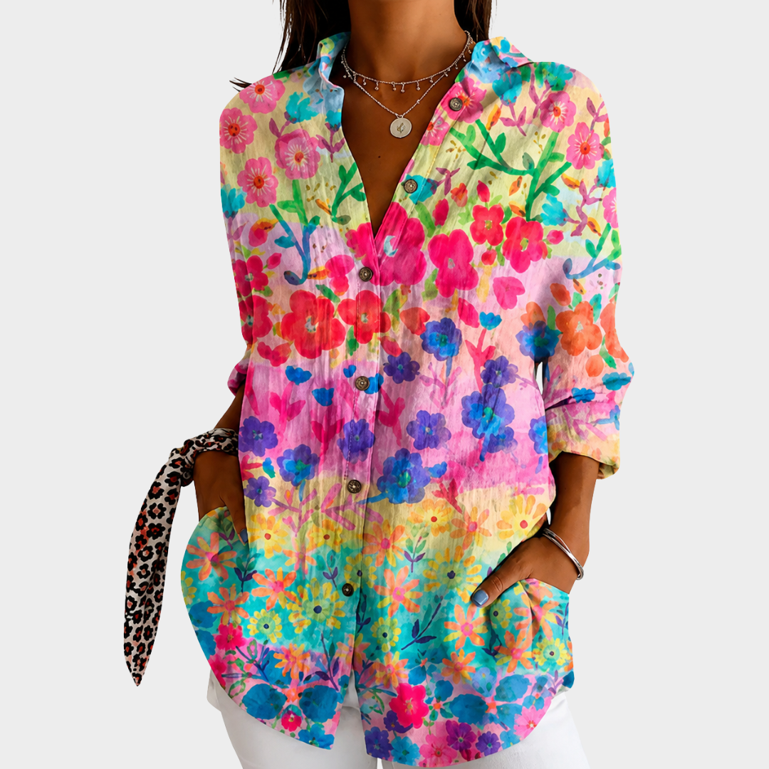 Women’s Floral Print Flowy Boho Blouse
