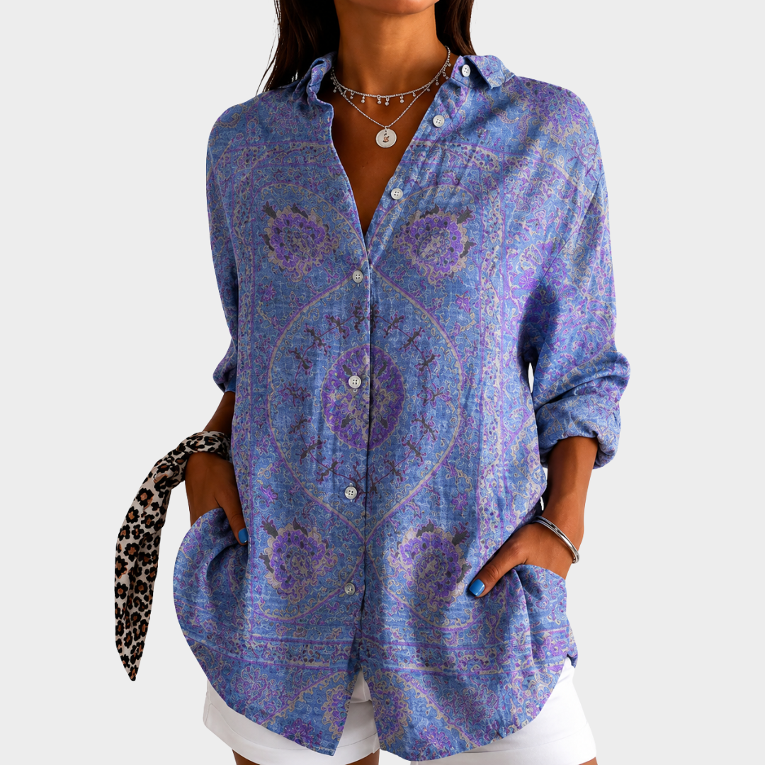 Women’s Lavender Mosaic Print Blouse