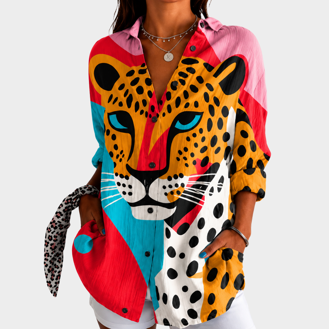 Women’s Leopard Print Graphic Blouse