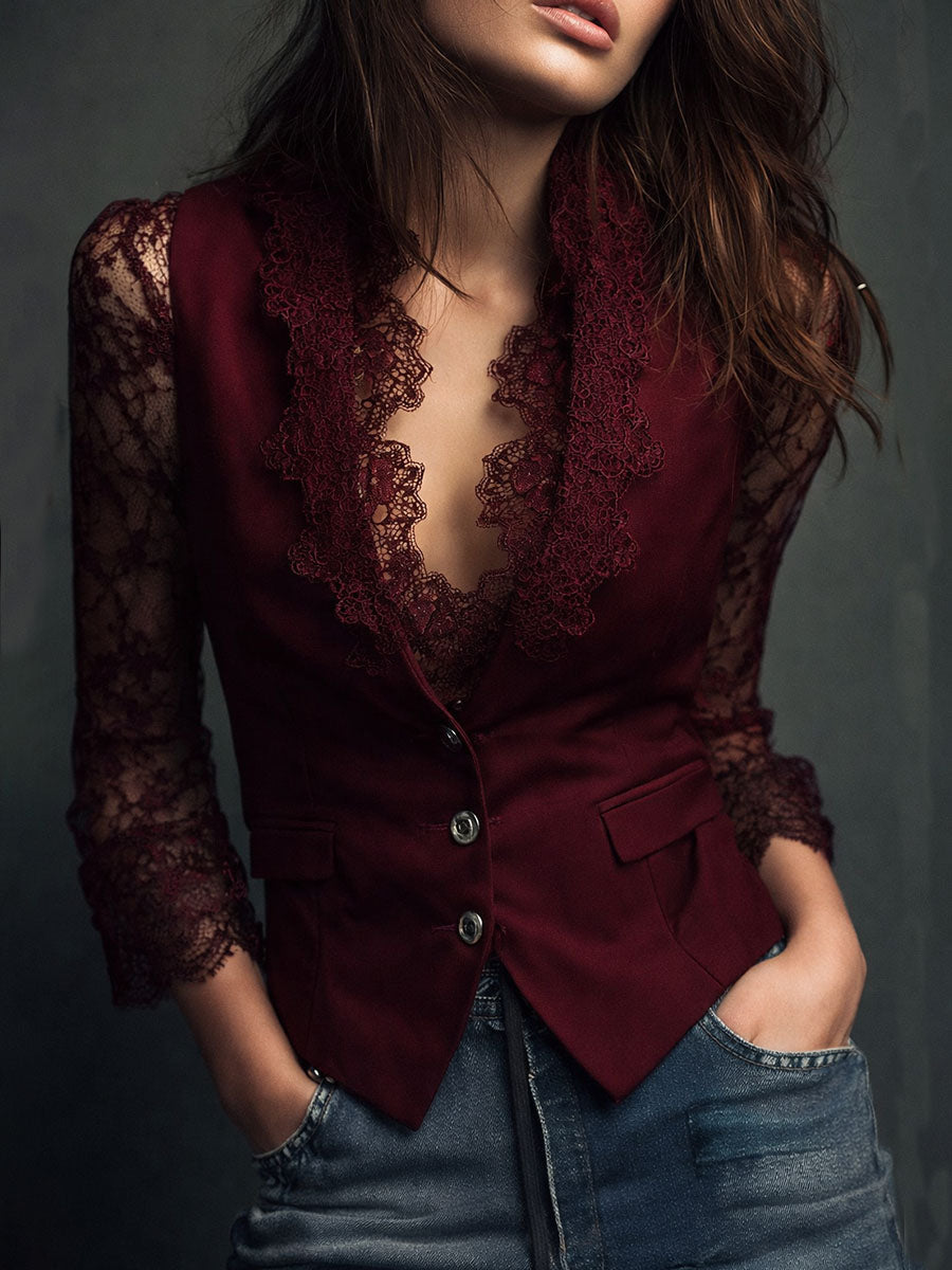 Women’s Black Sheer Sleeve Blazer