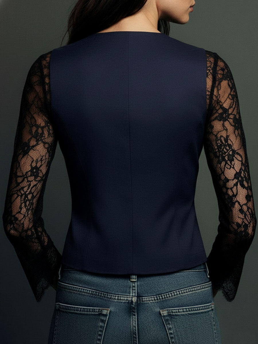 Women’s Black Sheer Sleeve Blazer