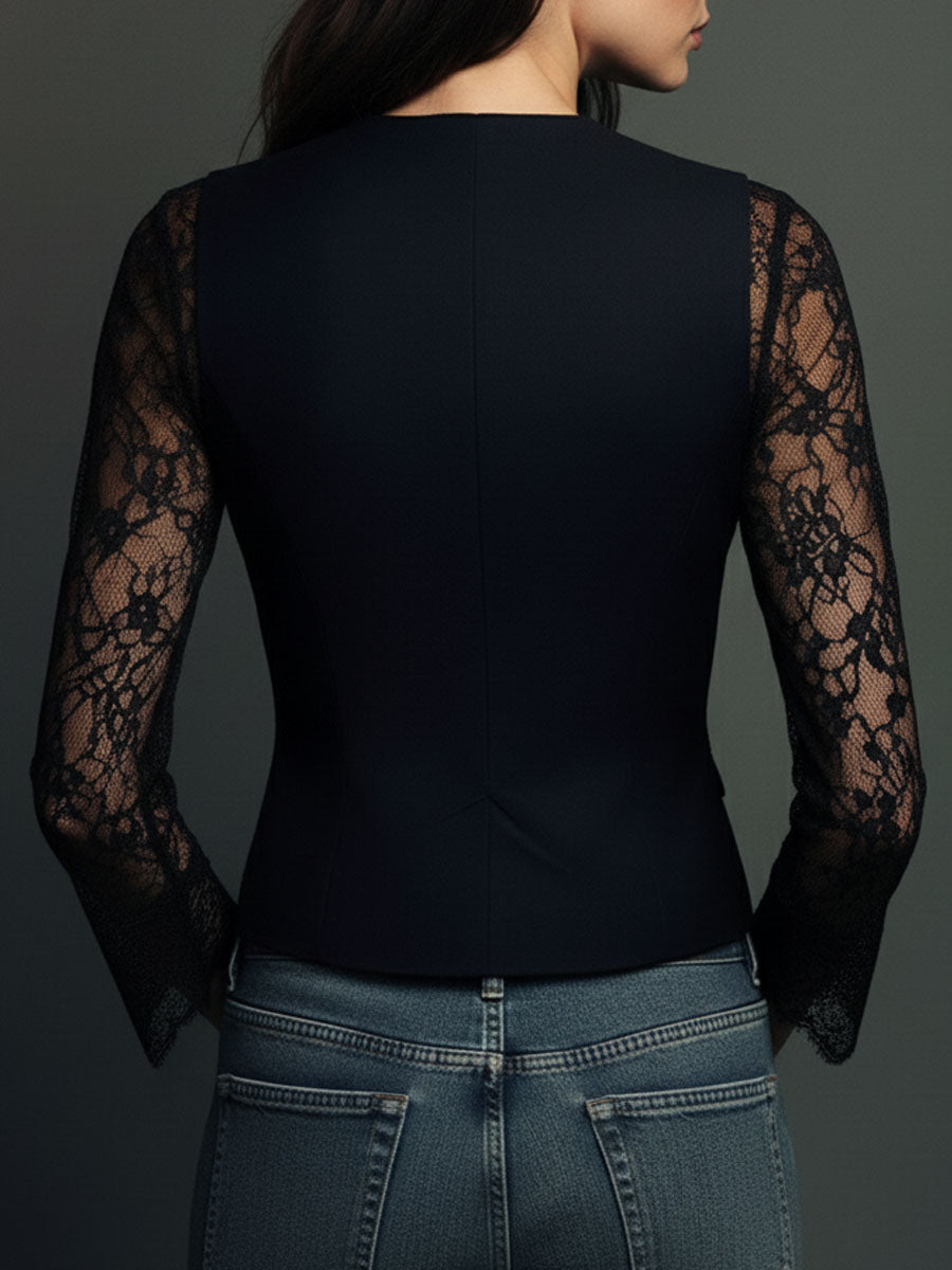 Women’s Black Sheer Sleeve Blazer