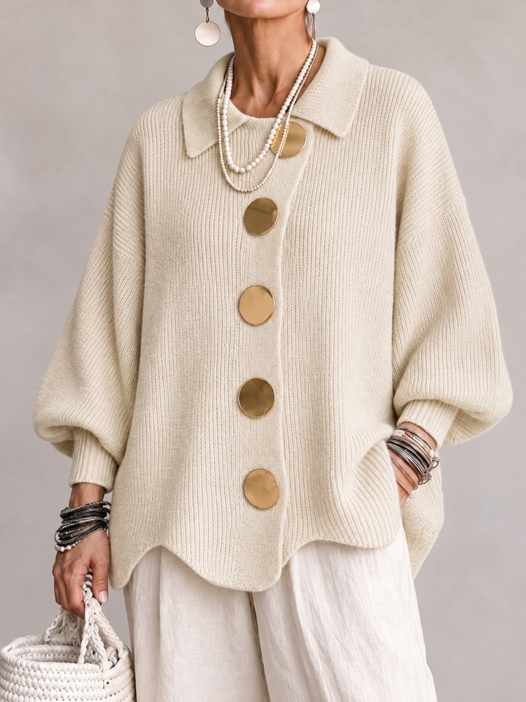 Women’s Oversized Collared Cardigan