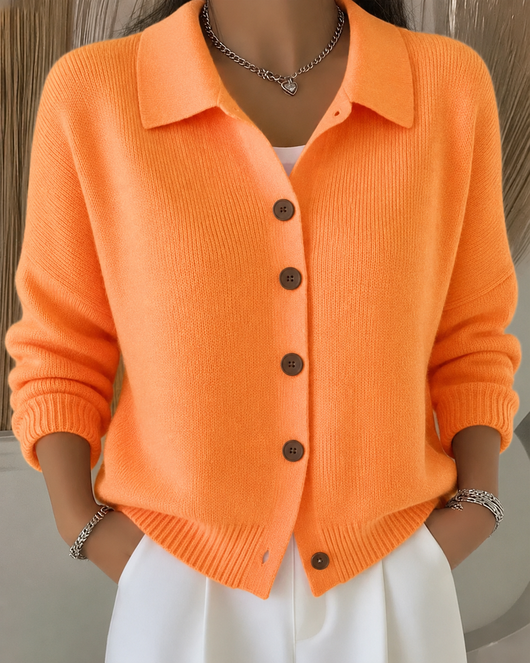 Women’s Button-Front Collared Cardigan