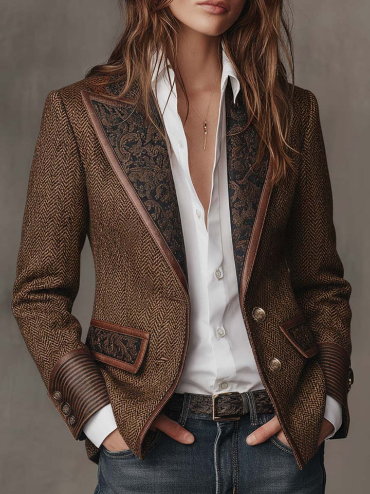 Women’s Tailored Herringbone Panel Blazer