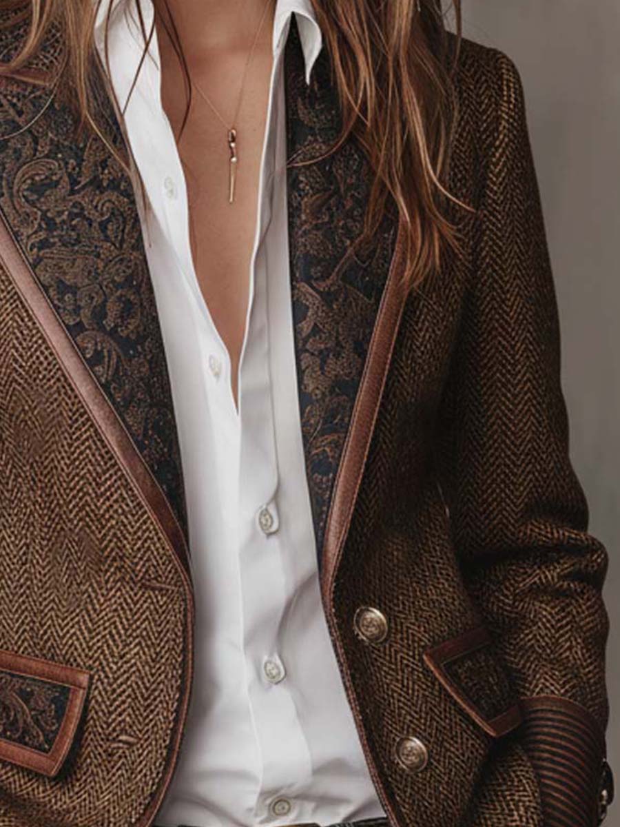 Women’s Tailored Herringbone Panel Blazer