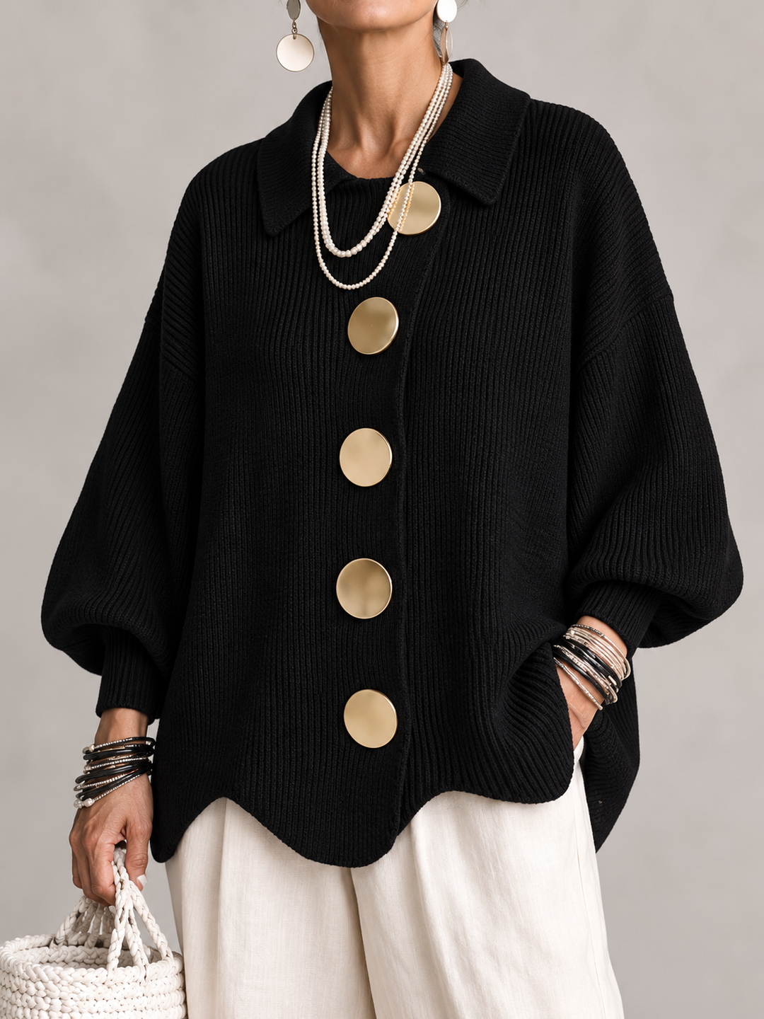 Women’s Oversized Collared Cardigan