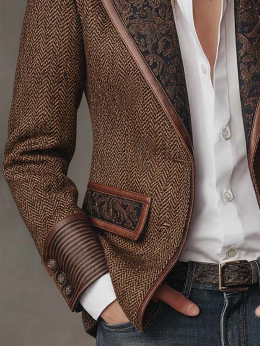 Women’s Tailored Herringbone Panel Blazer