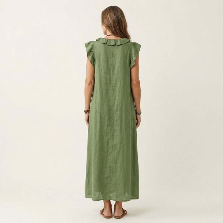 Women’s Ruffle V-Neck Maxi Dress
