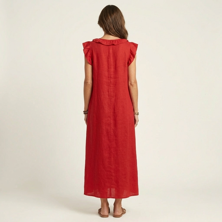 Women’s Ruffle V-Neck Maxi Dress