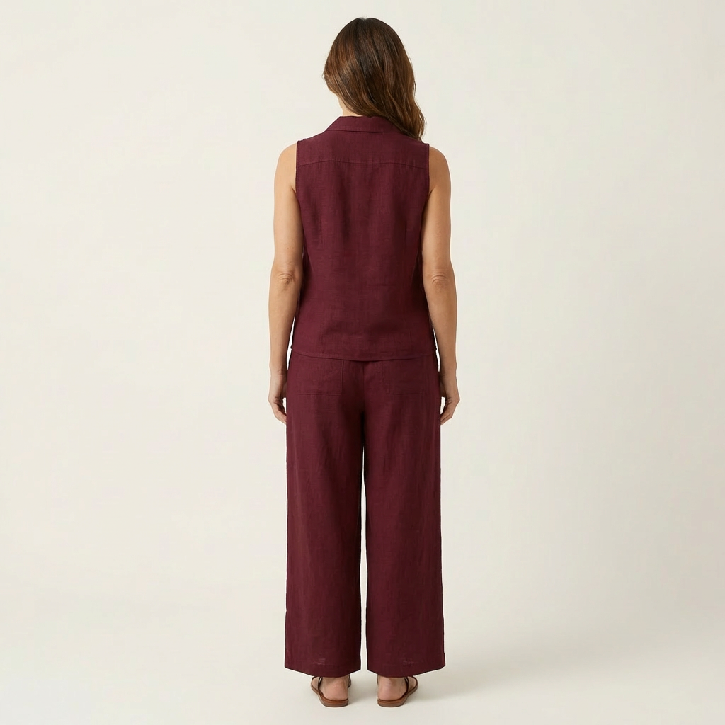 Women’s Wrap Top And Wide-Leg Pants Set