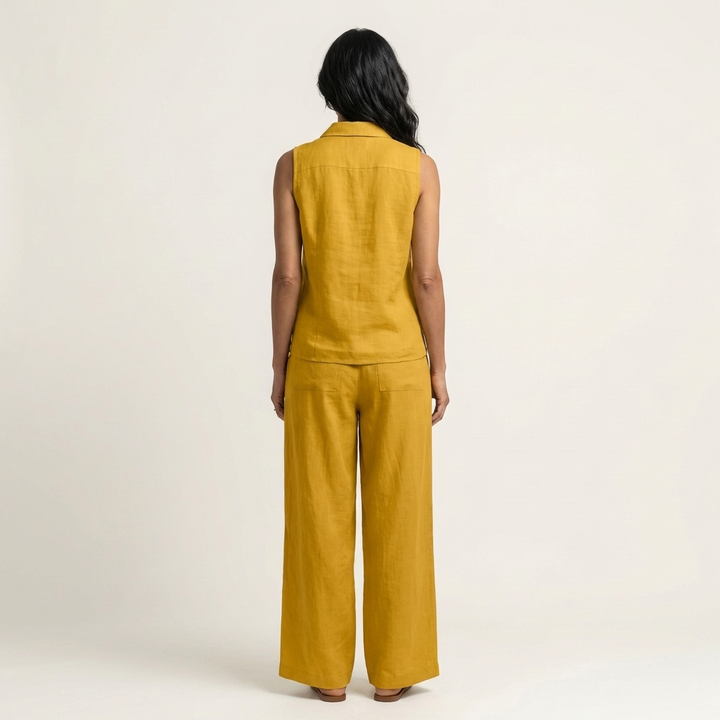Women’s Wrap Top And Wide-Leg Pants Set