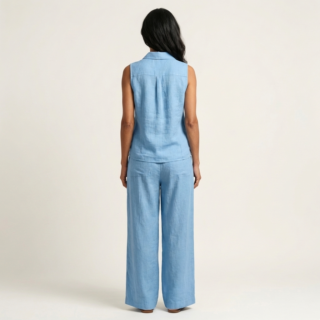 Women’s Wrap Top And Wide-Leg Pants Set