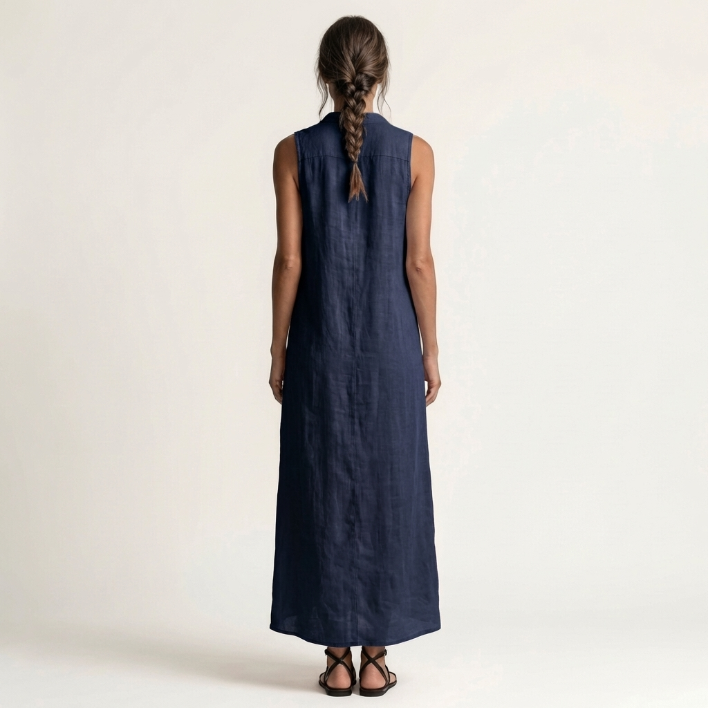 Women’s Hooded Button Front Sleeveless Maxi Dress