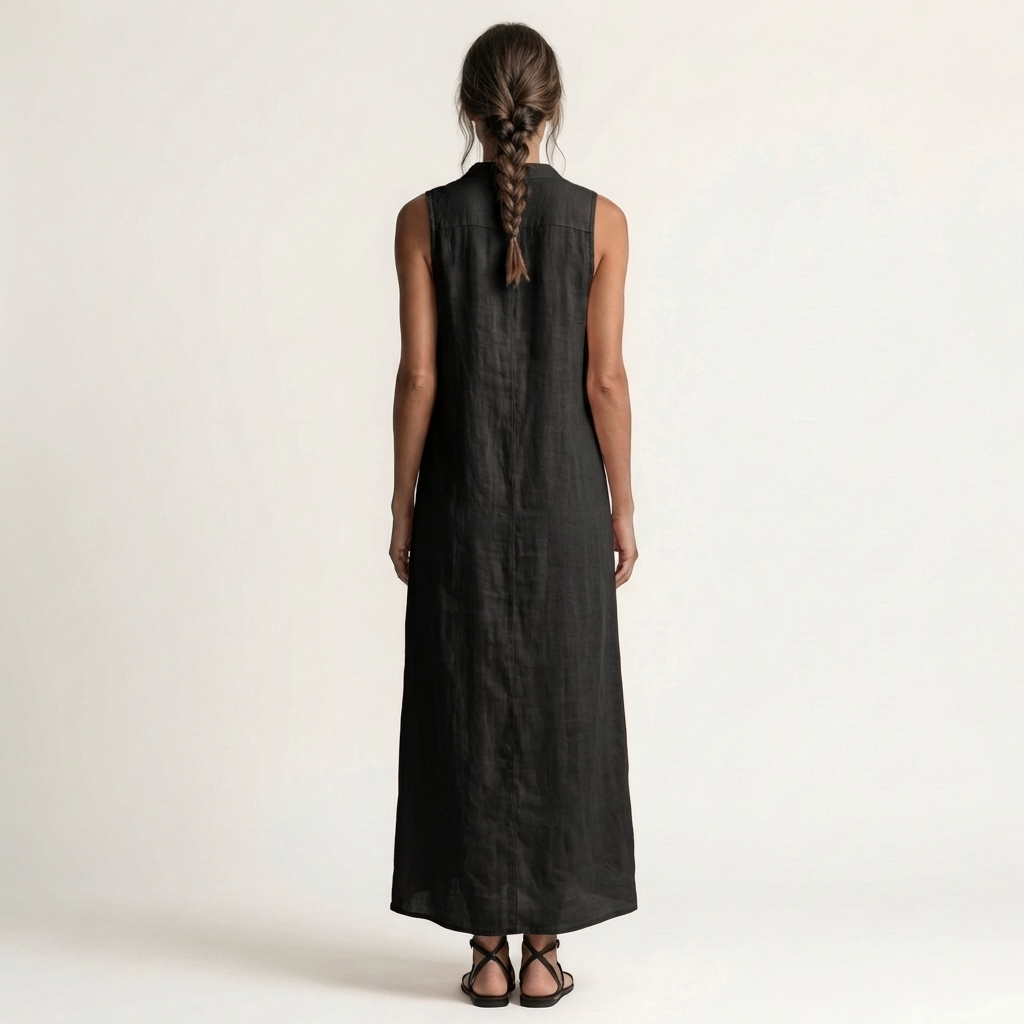 Women’s Hooded Button Front Sleeveless Maxi Dress