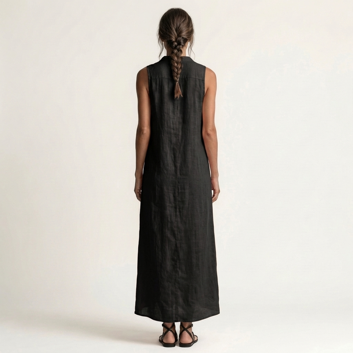 Women’s Hooded Button Front Sleeveless Maxi Dress