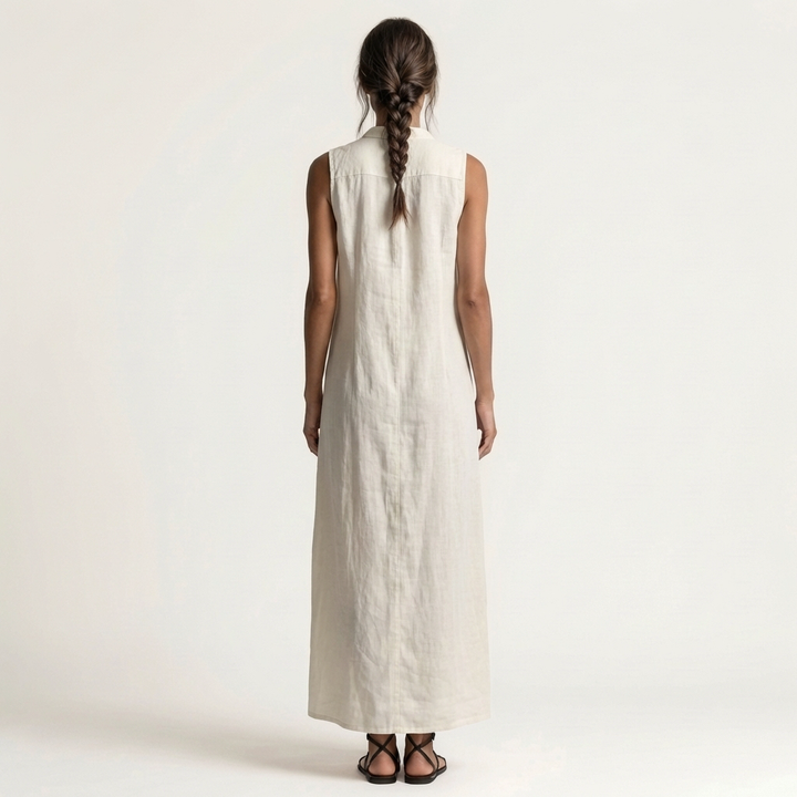 Women’s Hooded Button Front Sleeveless Maxi Dress