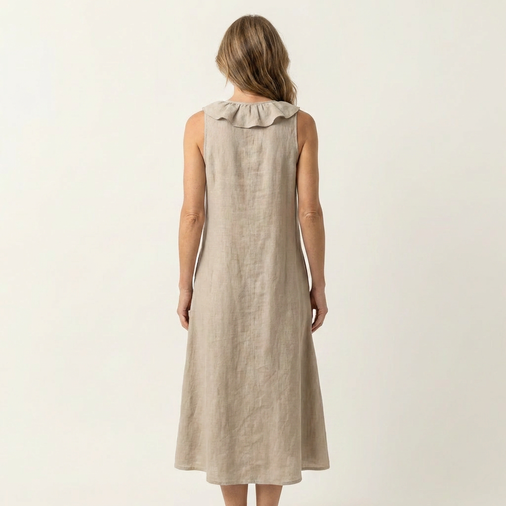 Women’s Ruffle Front V-Neck Sleeveless Maxi Dress