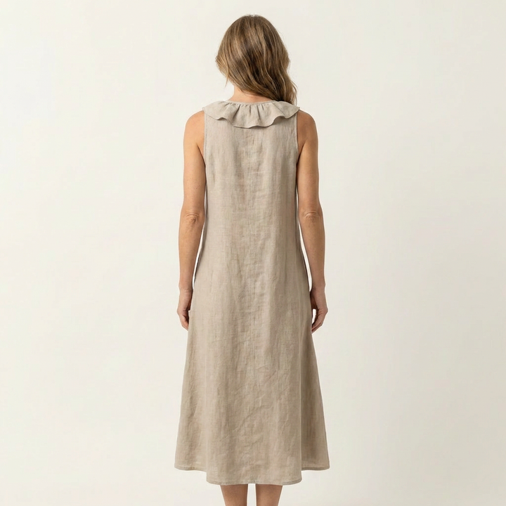 Women’s Ruffle Front V-Neck Sleeveless Maxi Dress