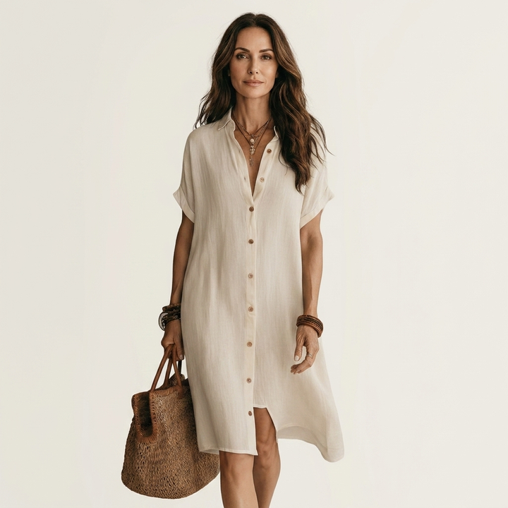 Women’s Midi Shirt Dress With Rolled Cuffs