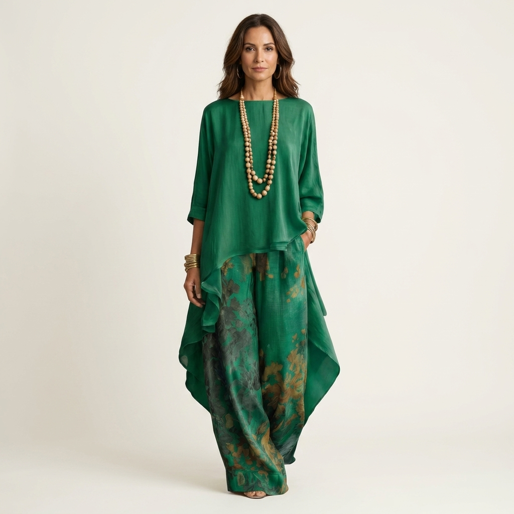Women’s Asymmetrical Two-Piece Tunic And Trousers Set