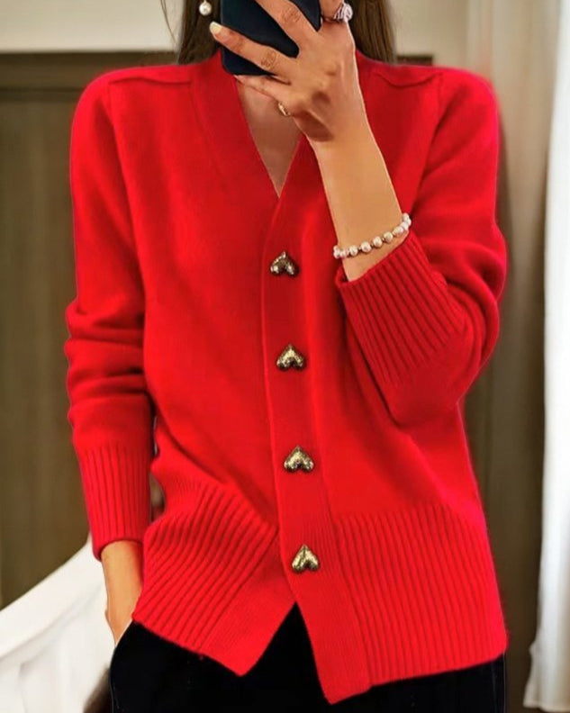 Women’s V Neck Button Front Cardigan