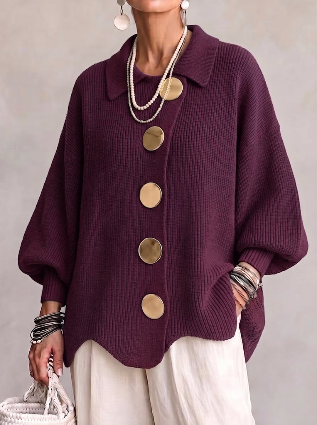 Women’s Oversized Collared Cardigan