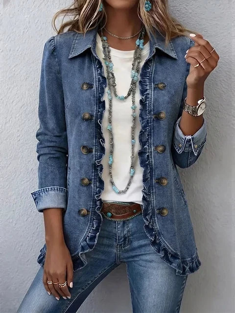 Women’s Ruffled Floral Button Front Jacket