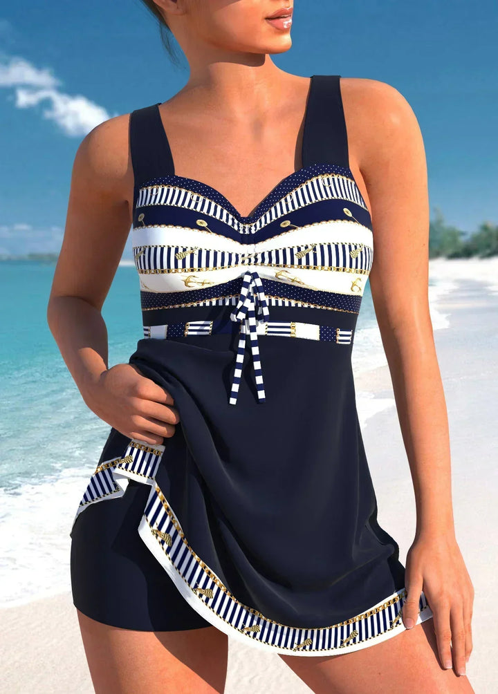 Women’s Striped Nautical One Piece Swimsuit